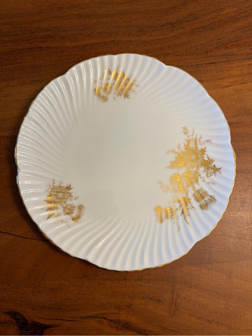 Hemmersley & Co bone China Dinner Plate with Gold Floral Motif
